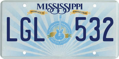 MS license plate LGL532