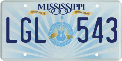 MS license plate LGL543
