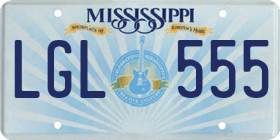 MS license plate LGL555