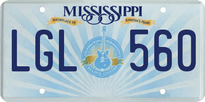 MS license plate LGL560