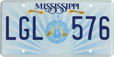 MS license plate LGL576