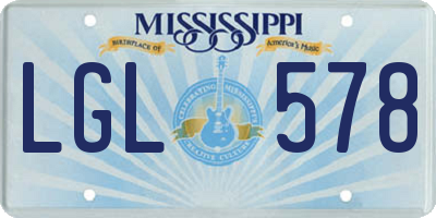 MS license plate LGL578