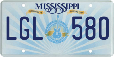 MS license plate LGL580