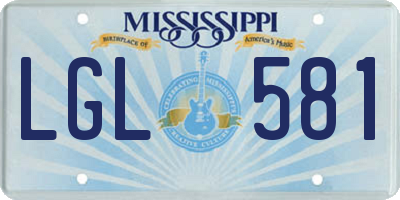 MS license plate LGL581