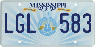 MS license plate LGL583