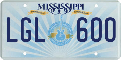 MS license plate LGL600