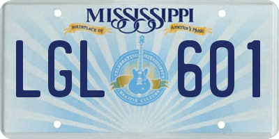 MS license plate LGL601