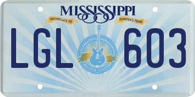 MS license plate LGL603
