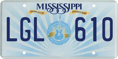 MS license plate LGL610