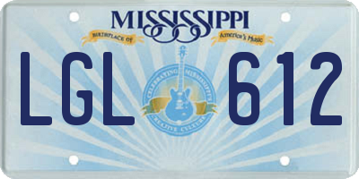 MS license plate LGL612