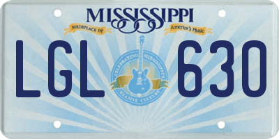 MS license plate LGL630