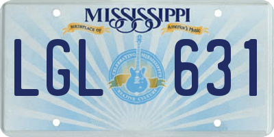 MS license plate LGL631