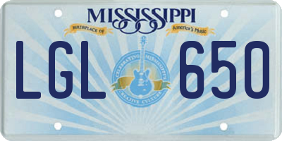 MS license plate LGL650