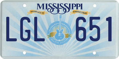 MS license plate LGL651