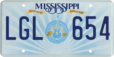 MS license plate LGL654