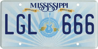 MS license plate LGL666