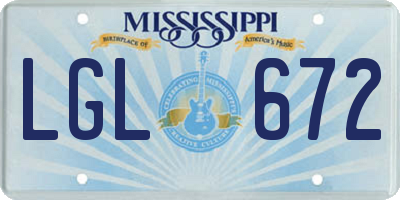 MS license plate LGL672