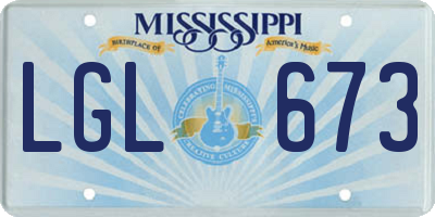 MS license plate LGL673