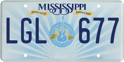 MS license plate LGL677