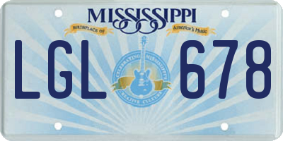 MS license plate LGL678
