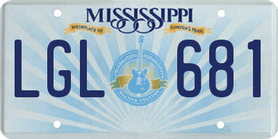 MS license plate LGL681