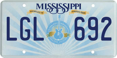 MS license plate LGL692