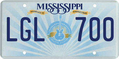 MS license plate LGL700