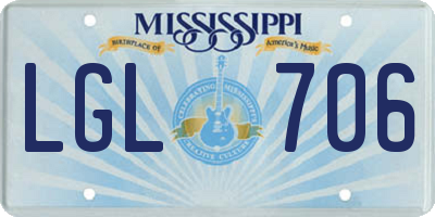 MS license plate LGL706