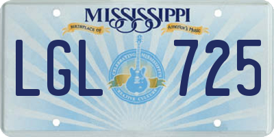 MS license plate LGL725
