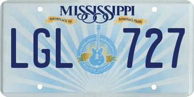 MS license plate LGL727