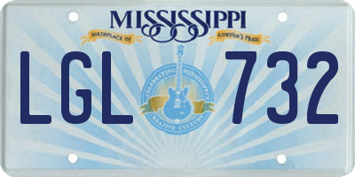 MS license plate LGL732