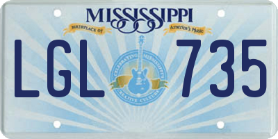 MS license plate LGL735