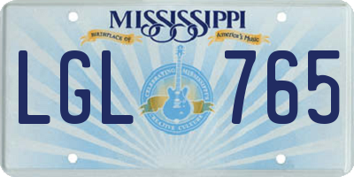 MS license plate LGL765