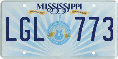 MS license plate LGL773