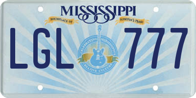 MS license plate LGL777