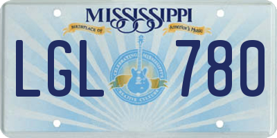 MS license plate LGL780