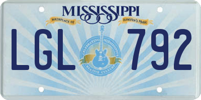 MS license plate LGL792