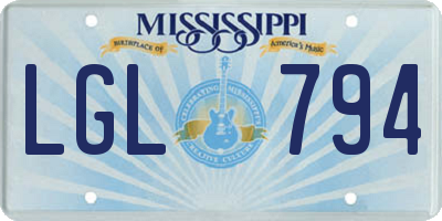 MS license plate LGL794