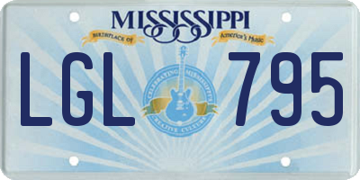 MS license plate LGL795