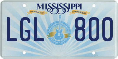 MS license plate LGL800