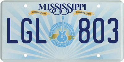 MS license plate LGL803