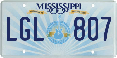MS license plate LGL807