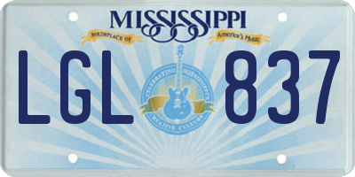 MS license plate LGL837
