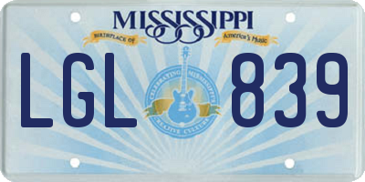 MS license plate LGL839