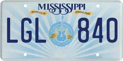 MS license plate LGL840