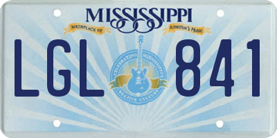 MS license plate LGL841