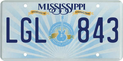 MS license plate LGL843