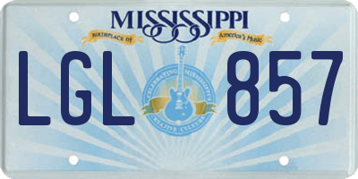 MS license plate LGL857