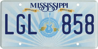 MS license plate LGL858