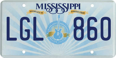 MS license plate LGL860